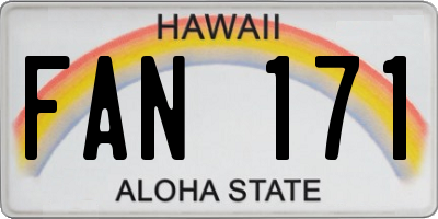 HI license plate FAN171