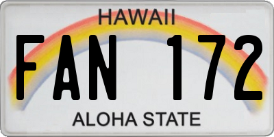 HI license plate FAN172