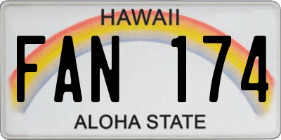 HI license plate FAN174