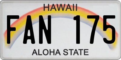 HI license plate FAN175