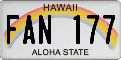HI license plate FAN177