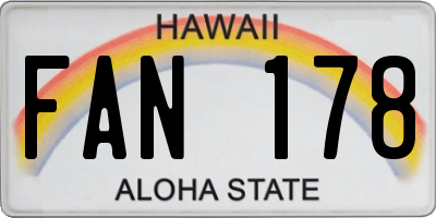 HI license plate FAN178