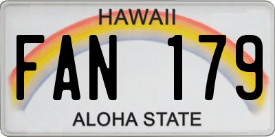 HI license plate FAN179