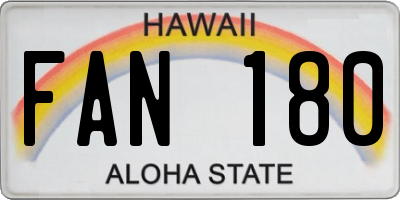 HI license plate FAN180