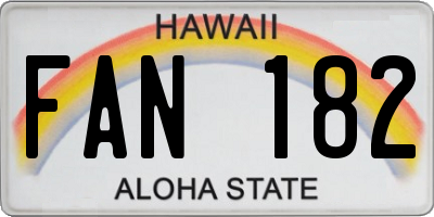 HI license plate FAN182