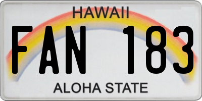 HI license plate FAN183