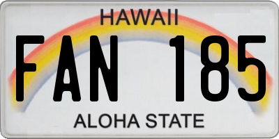 HI license plate FAN185