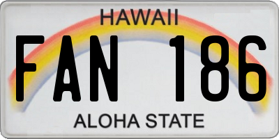 HI license plate FAN186