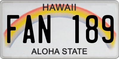 HI license plate FAN189