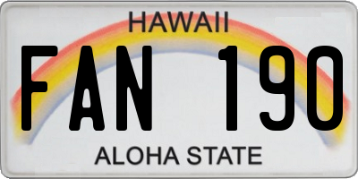 HI license plate FAN190