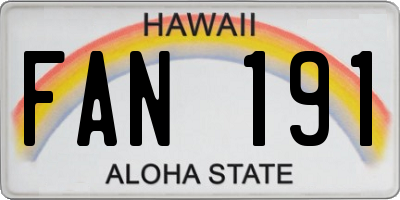 HI license plate FAN191
