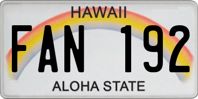 HI license plate FAN192