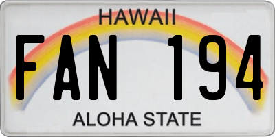 HI license plate FAN194