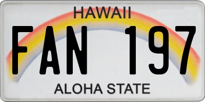 HI license plate FAN197