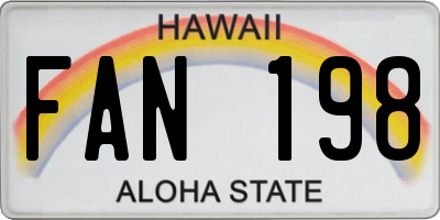 HI license plate FAN198