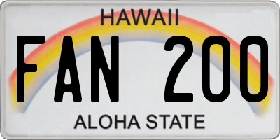 HI license plate FAN200