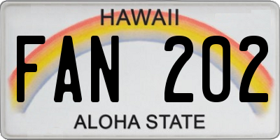HI license plate FAN202