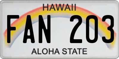 HI license plate FAN203
