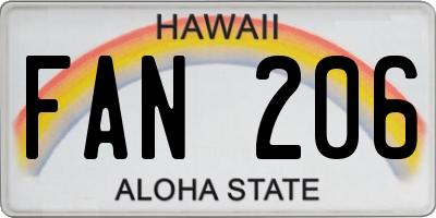 HI license plate FAN206