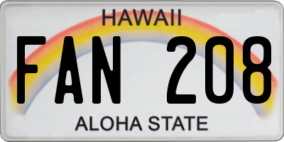 HI license plate FAN208