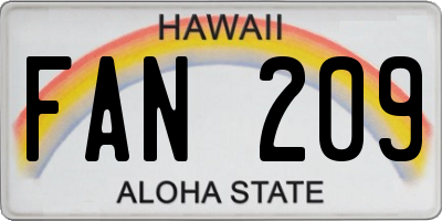 HI license plate FAN209