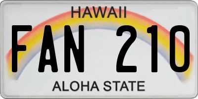 HI license plate FAN210