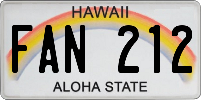 HI license plate FAN212