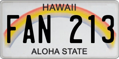 HI license plate FAN213