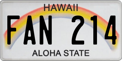 HI license plate FAN214
