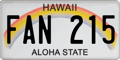 HI license plate FAN215