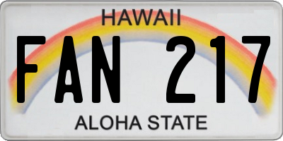 HI license plate FAN217