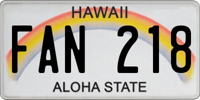 HI license plate FAN218