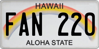 HI license plate FAN220