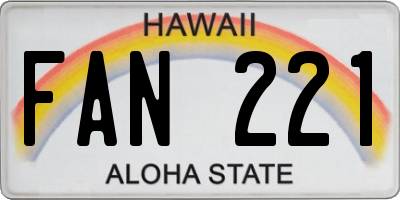 HI license plate FAN221