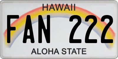 HI license plate FAN222