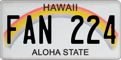 HI license plate FAN224