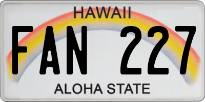 HI license plate FAN227
