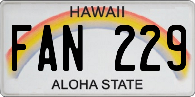 HI license plate FAN229
