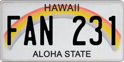 HI license plate FAN231