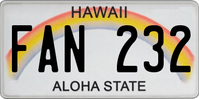 HI license plate FAN232