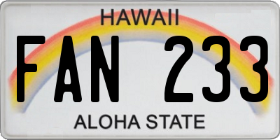 HI license plate FAN233