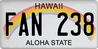HI license plate FAN238