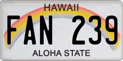 HI license plate FAN239