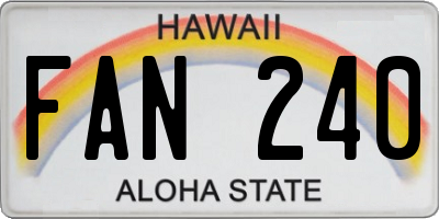 HI license plate FAN240