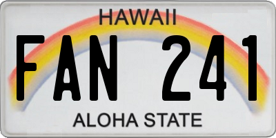 HI license plate FAN241