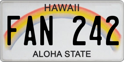 HI license plate FAN242