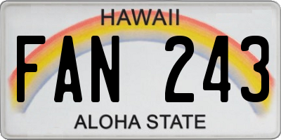 HI license plate FAN243