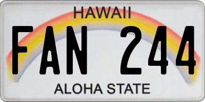 HI license plate FAN244