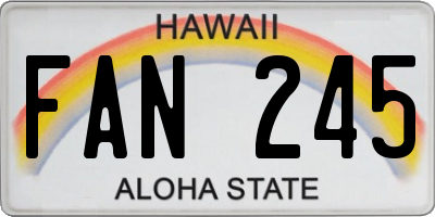 HI license plate FAN245