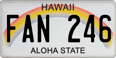 HI license plate FAN246